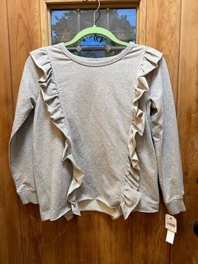 NWT Joe’s Jeans melange gray ruffle front long sleeve top sweatshirt